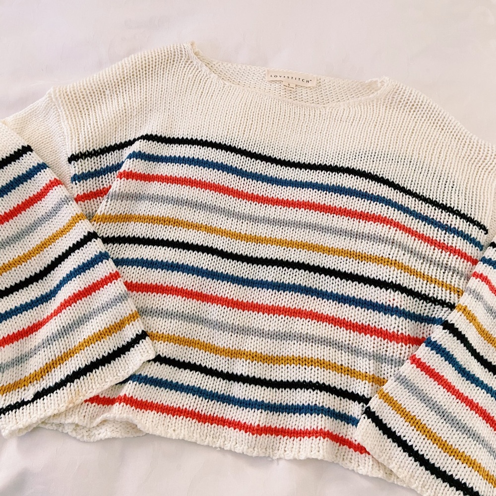 Lovestitch Cropped Striped Sweater